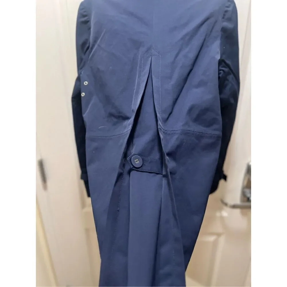 Blanc Noir Travel Engineer All Weather Navy Blue Midi Trench Coat  size S winter - Picture 3 of 6